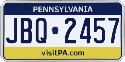 PA license plate JBQ2457
