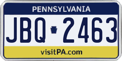 PA license plate JBQ2463