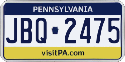 PA license plate JBQ2475