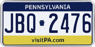 PA license plate JBQ2476