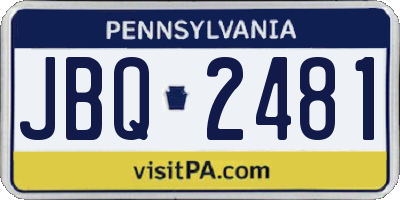 PA license plate JBQ2481