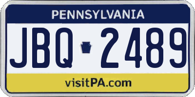 PA license plate JBQ2489