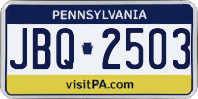 PA license plate JBQ2503
