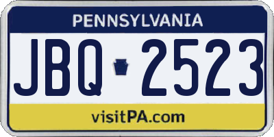 PA license plate JBQ2523