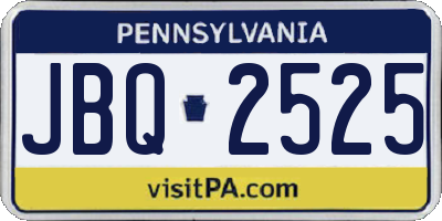 PA license plate JBQ2525