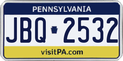 PA license plate JBQ2532