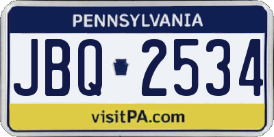 PA license plate JBQ2534