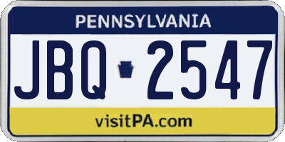 PA license plate JBQ2547