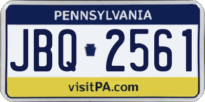 PA license plate JBQ2561