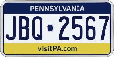PA license plate JBQ2567