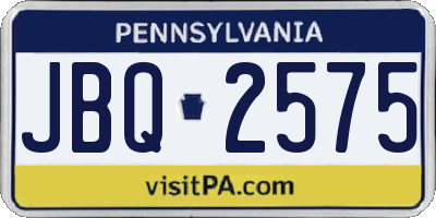 PA license plate JBQ2575