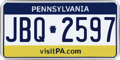 PA license plate JBQ2597