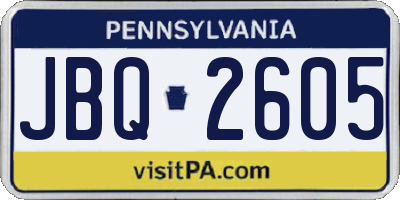 PA license plate JBQ2605