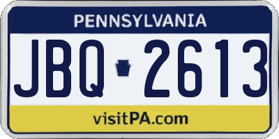 PA license plate JBQ2613