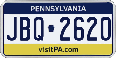 PA license plate JBQ2620