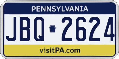 PA license plate JBQ2624