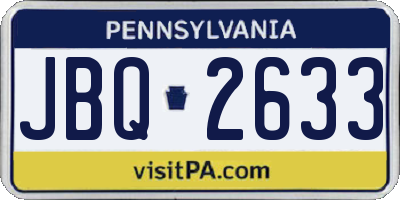 PA license plate JBQ2633
