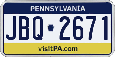 PA license plate JBQ2671