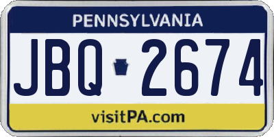 PA license plate JBQ2674