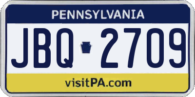 PA license plate JBQ2709