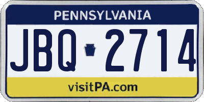 PA license plate JBQ2714