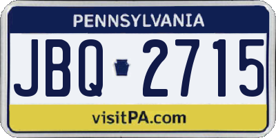 PA license plate JBQ2715