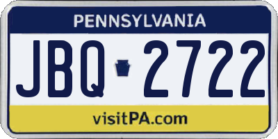 PA license plate JBQ2722