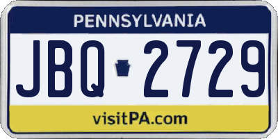 PA license plate JBQ2729