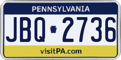 PA license plate JBQ2736