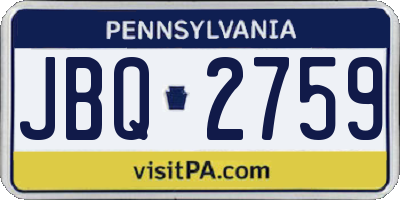 PA license plate JBQ2759