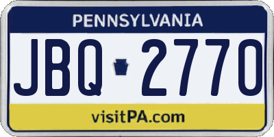 PA license plate JBQ2770