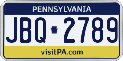 PA license plate JBQ2789