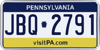 PA license plate JBQ2791