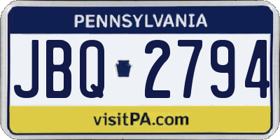 PA license plate JBQ2794