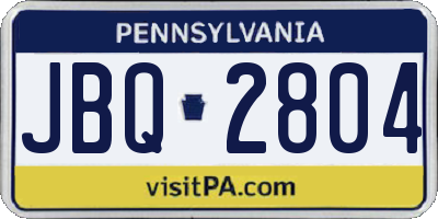 PA license plate JBQ2804