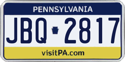 PA license plate JBQ2817