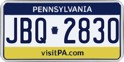 PA license plate JBQ2830