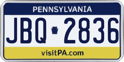 PA license plate JBQ2836