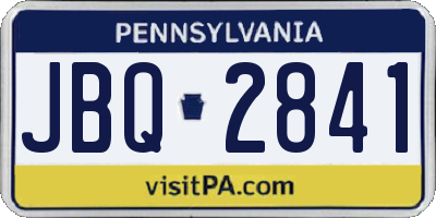 PA license plate JBQ2841