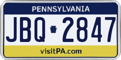 PA license plate JBQ2847