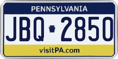 PA license plate JBQ2850