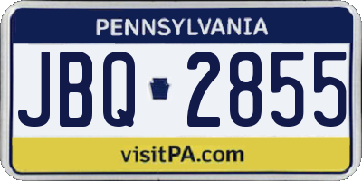 PA license plate JBQ2855