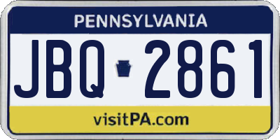 PA license plate JBQ2861