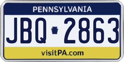 PA license plate JBQ2863
