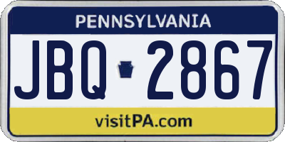 PA license plate JBQ2867