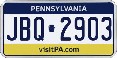 PA license plate JBQ2903