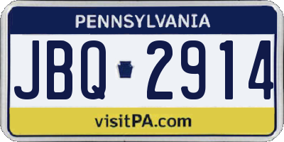 PA license plate JBQ2914