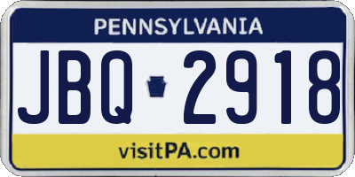 PA license plate JBQ2918