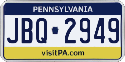 PA license plate JBQ2949