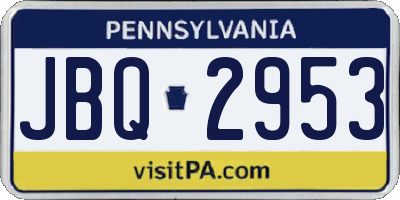 PA license plate JBQ2953